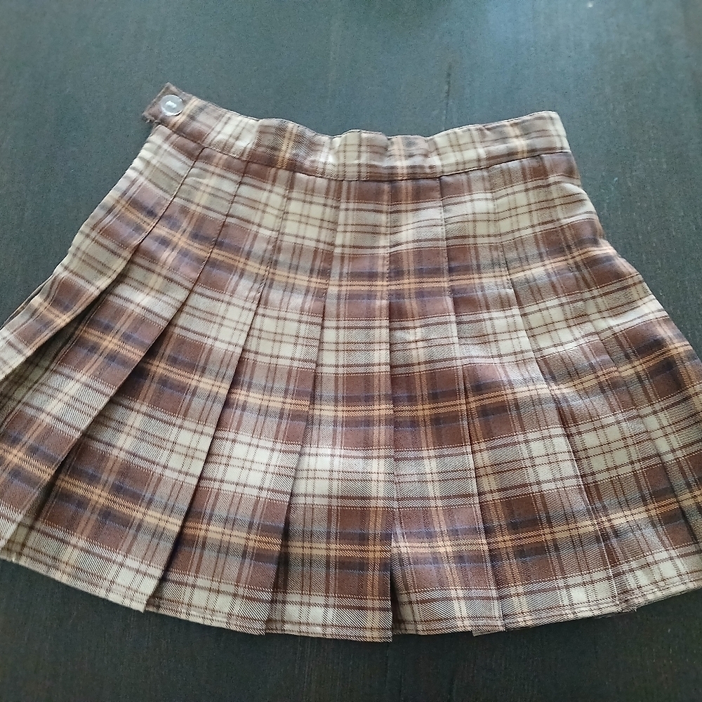 Vintage Plaid Pleated Mini Skirt/Skort Brown Size:Small Women's - Picture 5 of 7